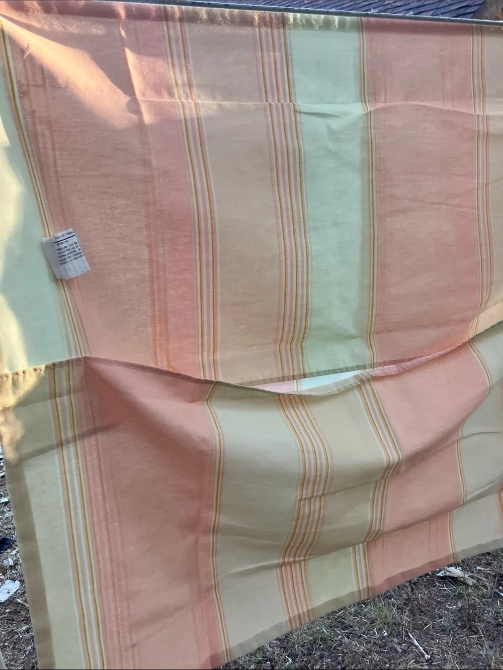 Pastel striped Full bed skirt and two pillow sham covers set made in USA